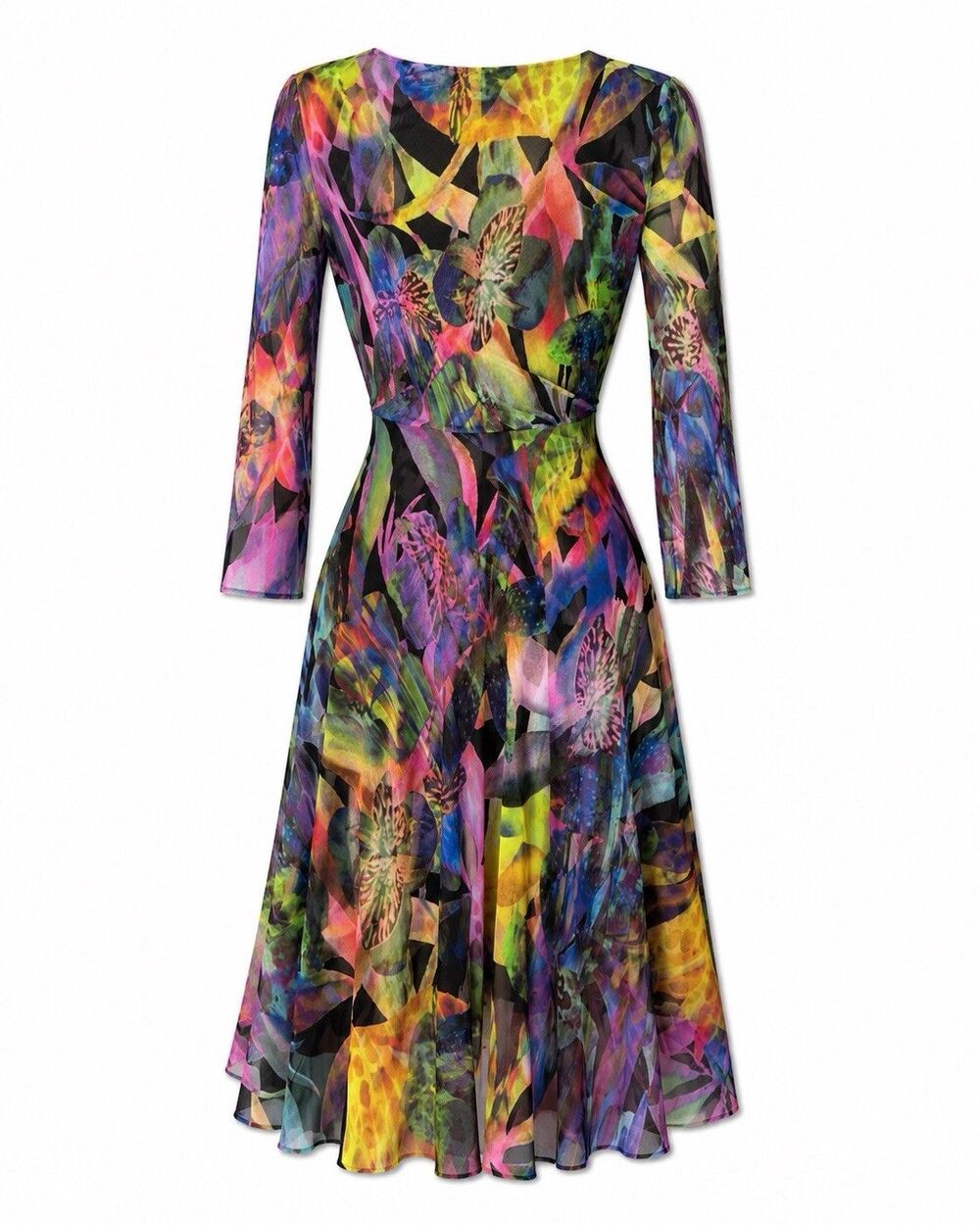 Elegantissimo Firenze Abstract Floral Wrap Midi Dress Medium - Picture 3 of 8